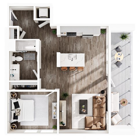 Floor plan for 1 bed, 1 bath, 945 sqft